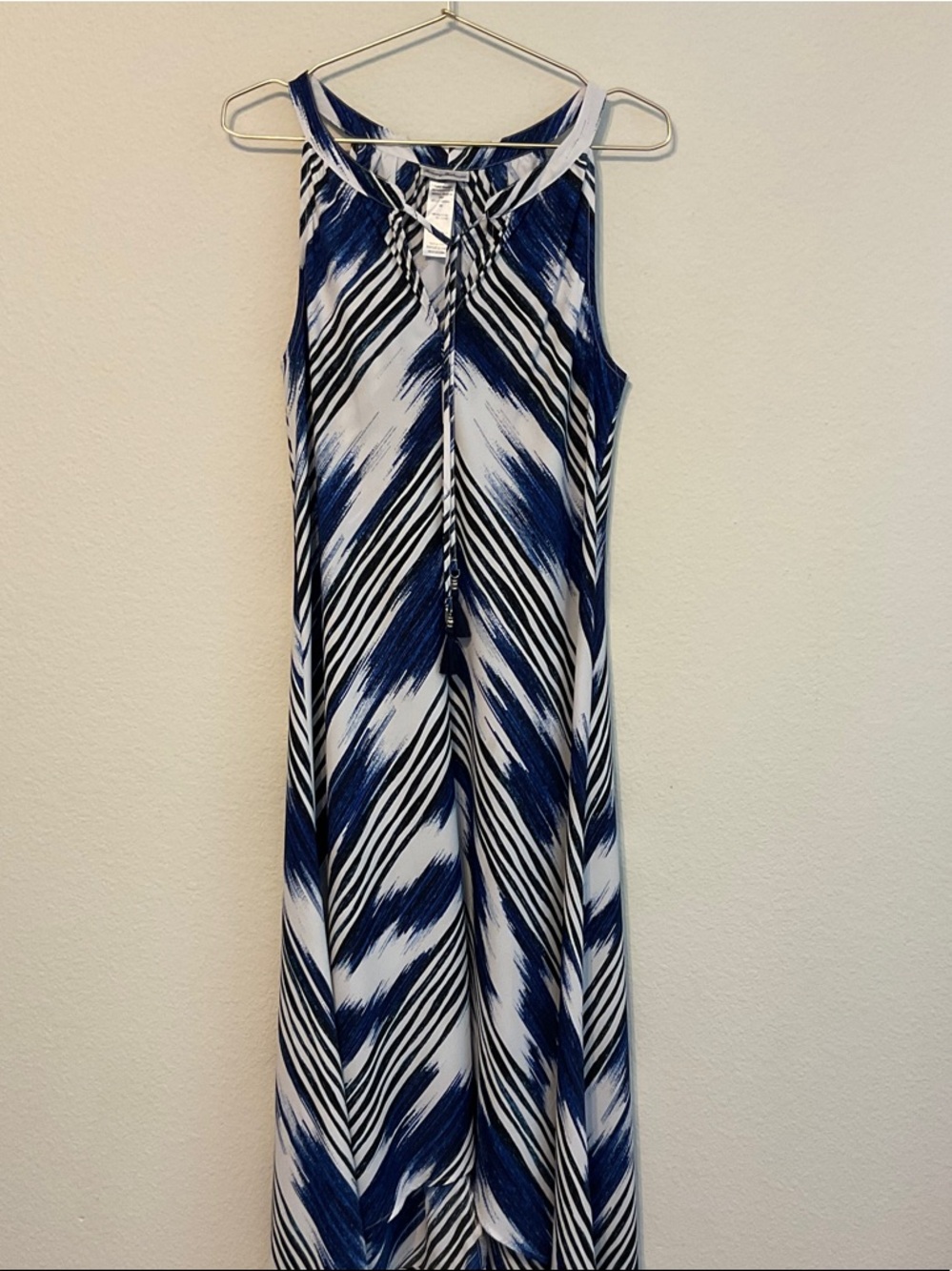 Tommy Bahama Navy & White Sleeveless Printed Maxi Dress